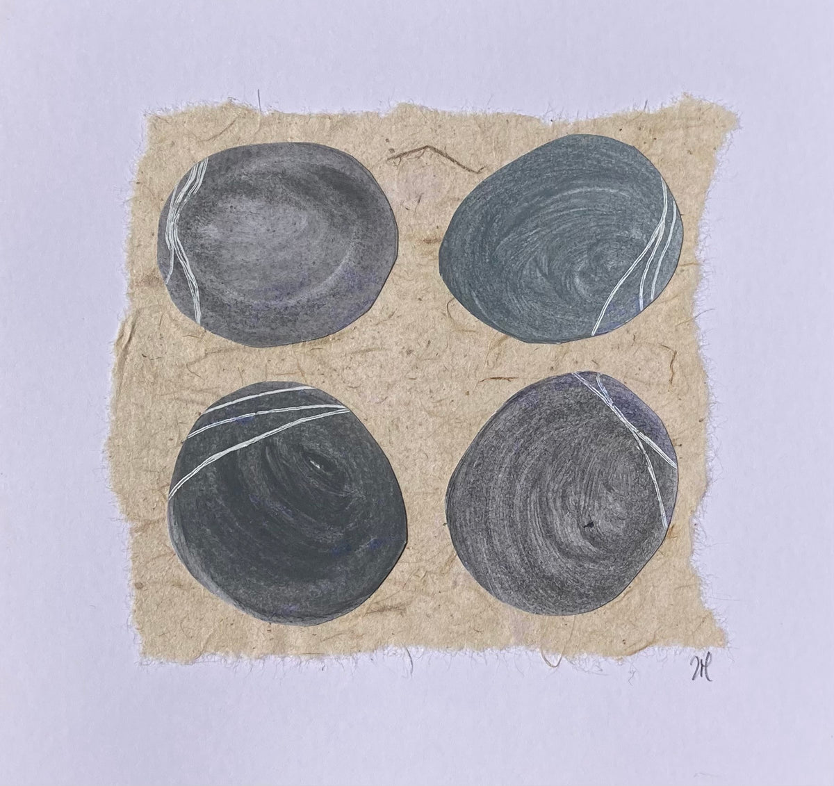 Original Hand Painted Greeting Card - Four Cornish Pebbles