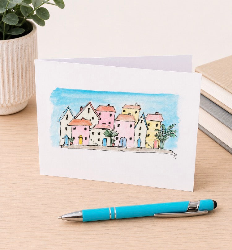 Original Hand Painted Greeting Card - Coastal Cottages (5)