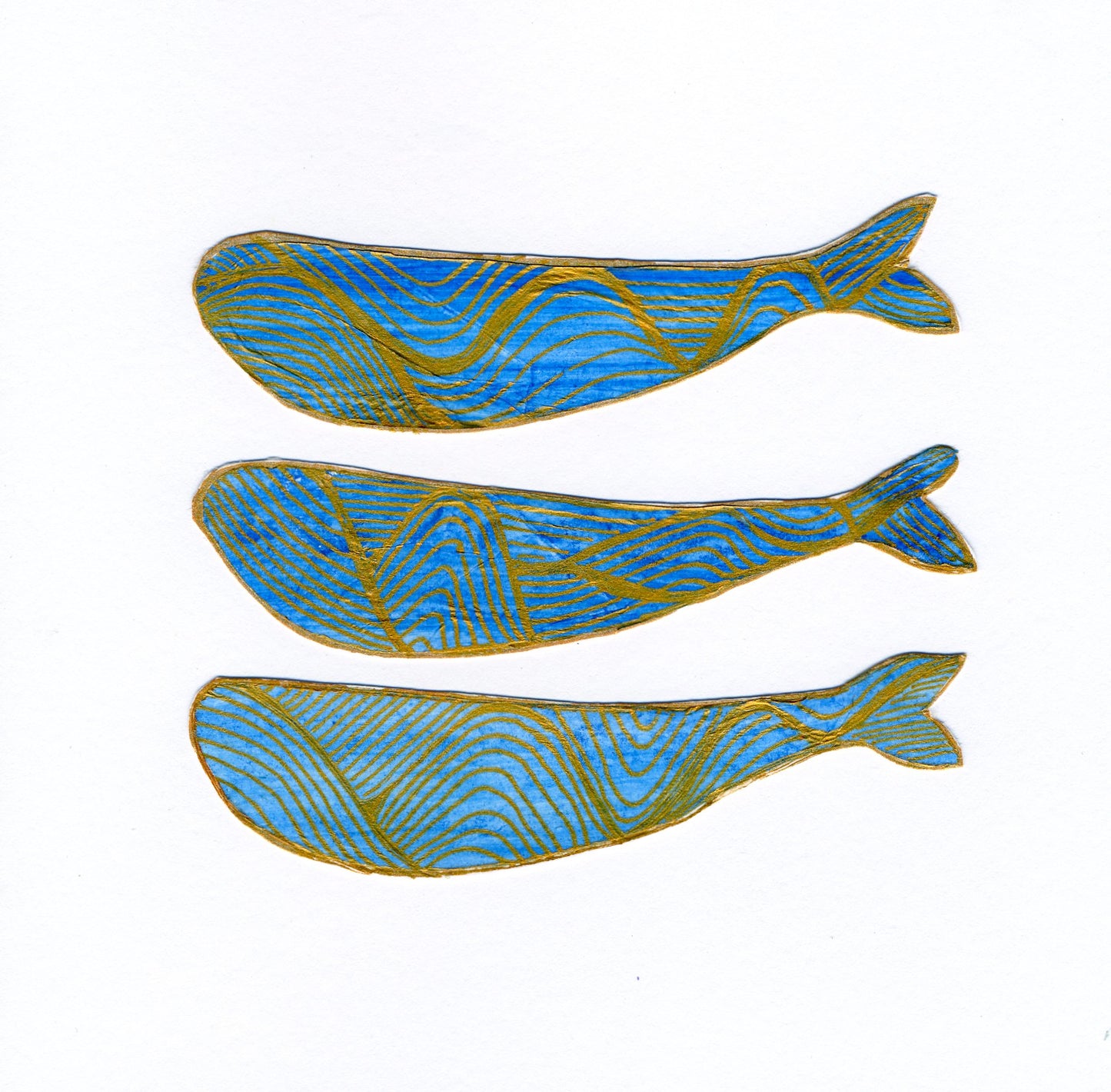 Original Hand Painted Greeting Card - Blue and Gold Fish