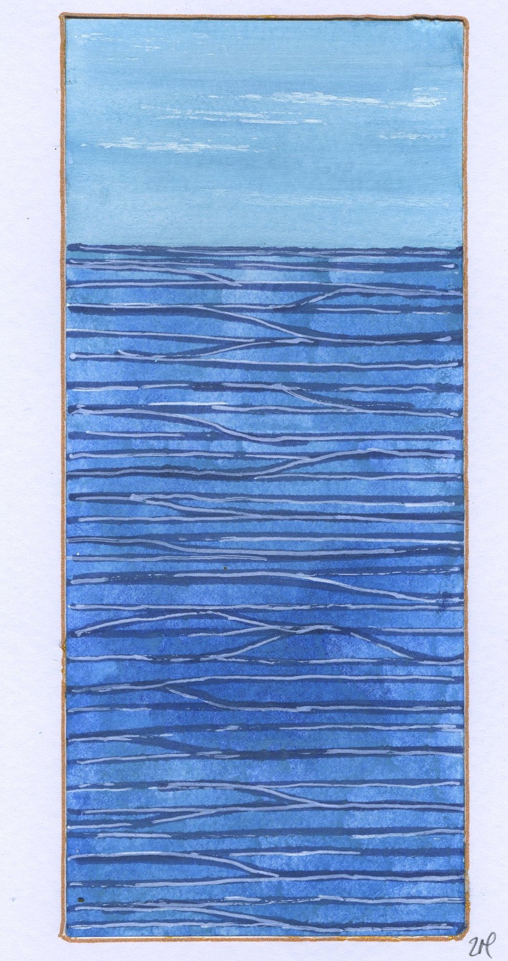 Hand Painted Original Greeting Card - Blue Horizon