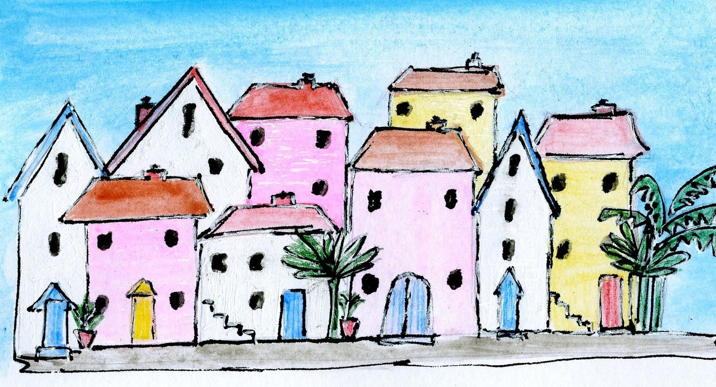 Original Hand Painted Greeting Card - Coastal Cottages (5)
