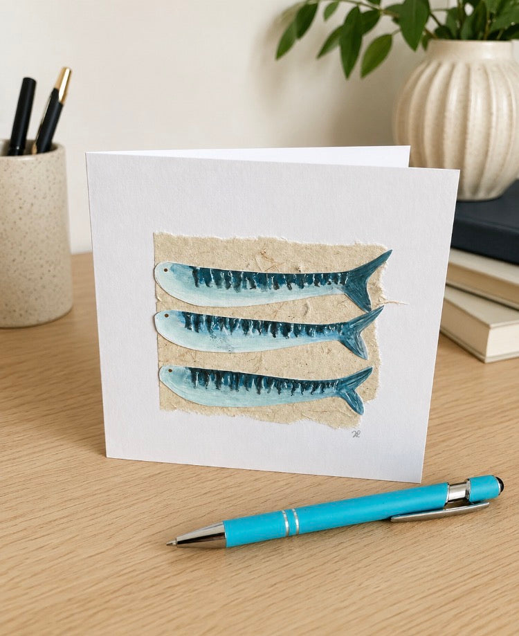 Three Mackerel - Cornish Art Printed Card