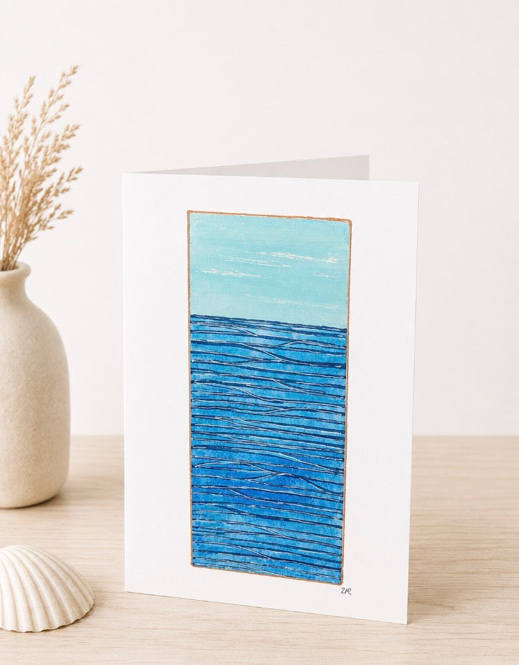 Hand Painted Original Greeting Card - Blue Horizon