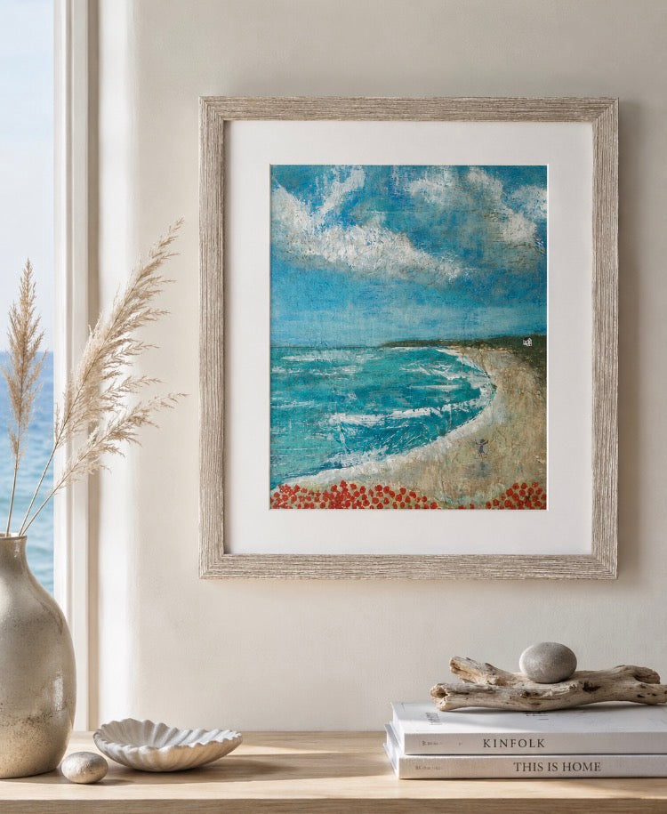 Run to the Sea Framed Original Semi Abstract Seascape