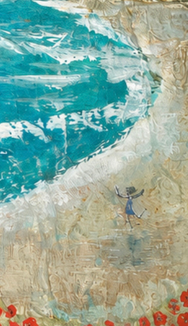 Run to the Sea Framed Original Semi Abstract Seascape
