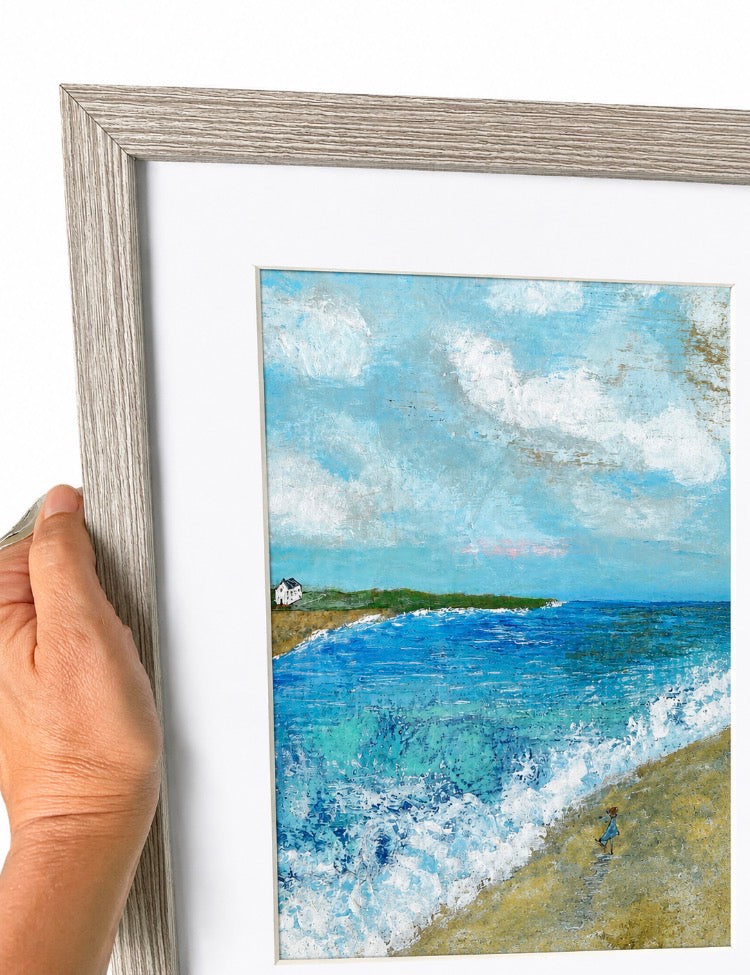 Healing Shore Framed Original Semi Abstract Seascape