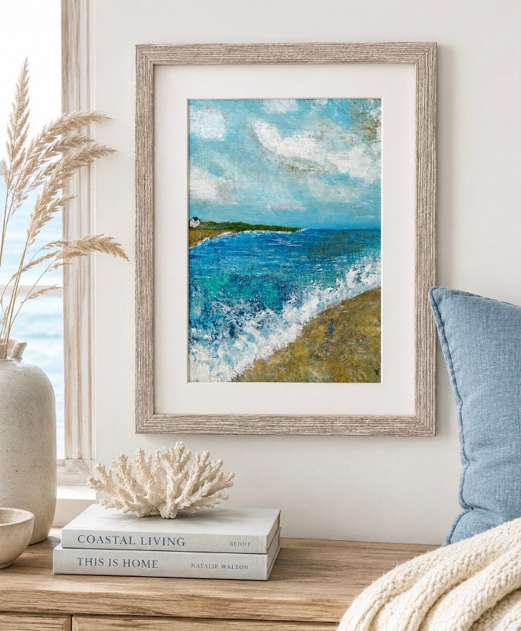 Healing Shore Framed Original Semi Abstract Seascape