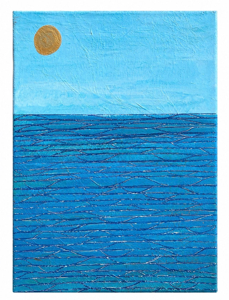 Cornish Blue - Original Mixed Media Seascape on Canvas