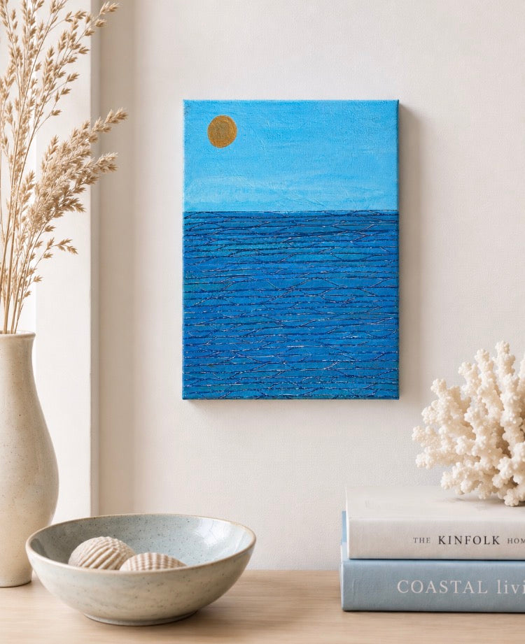 Cornish Blue - Original Mixed Media Seascape on Canvas