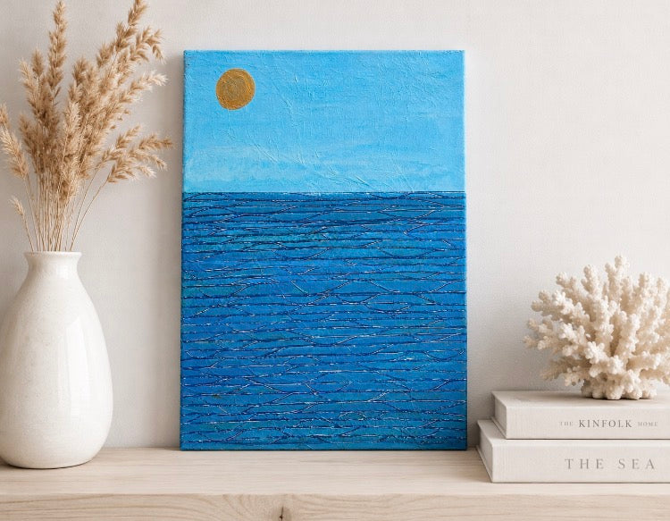 Cornish Blue - Original Mixed Media Seascape on Canvas