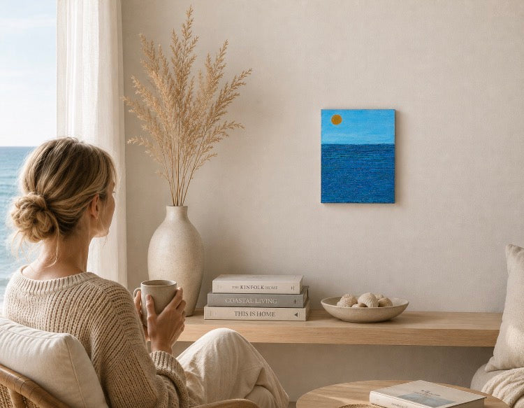Cornish Blue - Original Mixed Media Seascape on Canvas