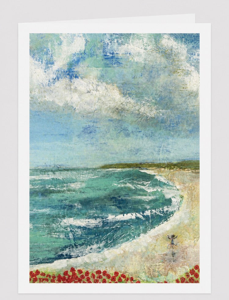 Run to the Sea - Cornish Art Printed Greeting Card