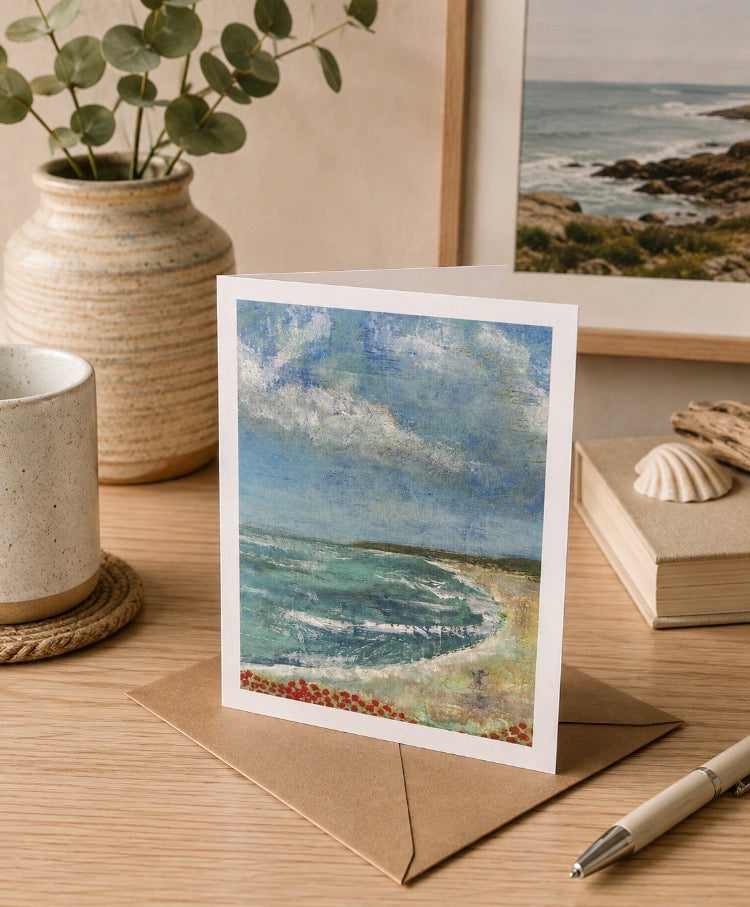 Run to the Sea - Cornish Art Printed Greeting Card