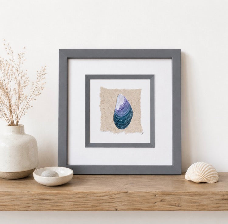 Cornish Mussel Mixed Media Framed Original