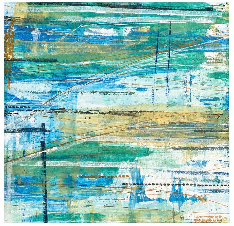 Tidal Echoes Abstract Mixed Media Framed Original