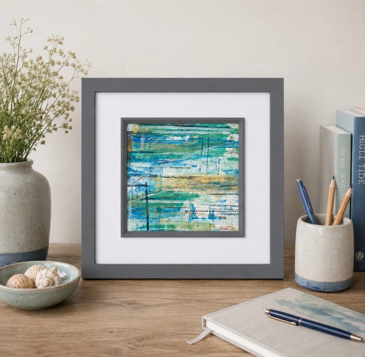Tidal Echoes Abstract Mixed Media Framed Original