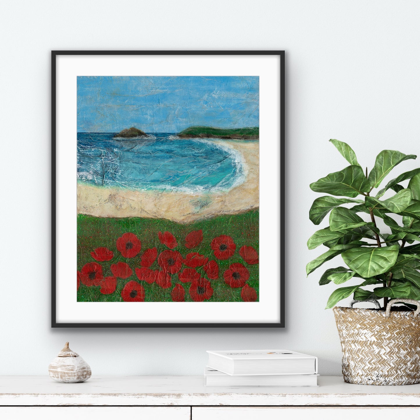 'Poppies at West Pentire' Semi Abstract Seascape Fine Art Giclee Print
