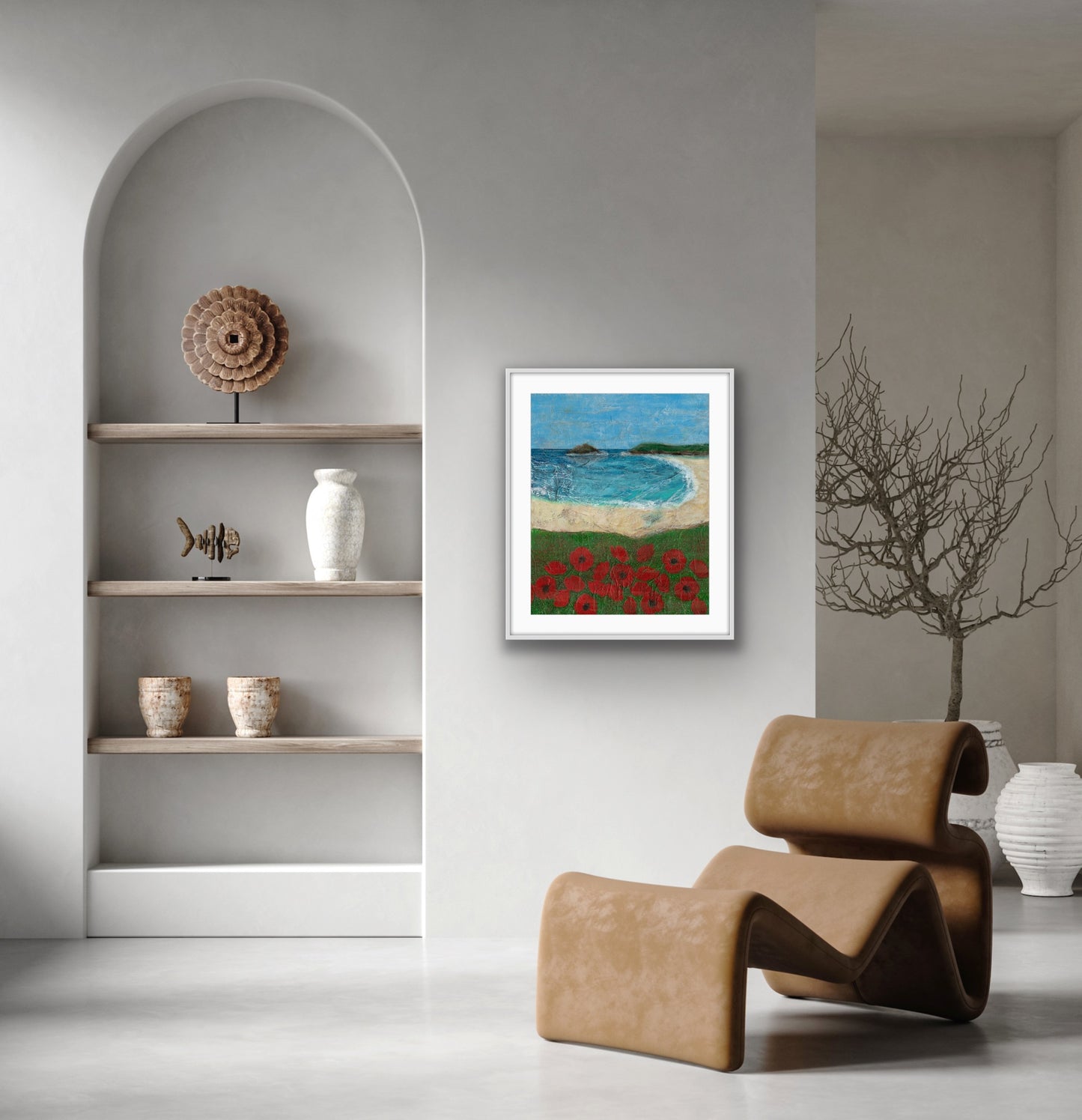 'Poppies at West Pentire' Semi Abstract Seascape Fine Art Giclee Print